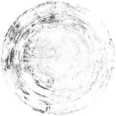 Siyah-Beyaz Grunge Üst üste bindirme elementi. Daire şekli, logo, rozet, etiket, simge. Soyut Tehlike Doku Arkaplanı. Kirli Vintage Monochrome Vektör İllüstrasyon Arkaplanı. Fırça Vuruşları Şablonu