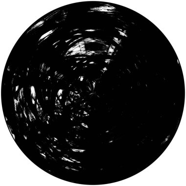 Siyah-Beyaz Grunge Üst üste bindirme elementi. Daire şekli, logo, rozet, etiket, simge. Soyut Tehlike Doku Arkaplanı. Kirli Vintage Monochrome Vektör İllüstrasyon Arkaplanı. Fırça Vuruşları Şablonu