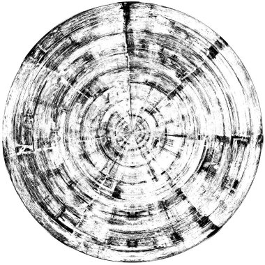 Siyah-Beyaz Grunge Üst üste bindirme elementi. Daire şekli, logo, rozet, etiket, simge. Soyut Tehlike Doku Arkaplanı. Kirli Vintage Monochrome Vektör İllüstrasyon Arkaplanı. Fırça Vuruşları Şablonu