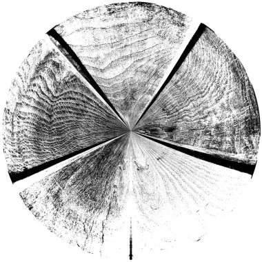 Siyah-Beyaz Grunge Üst üste bindirme elementi. Daire şekli, logo, rozet, etiket, simge. Soyut Tehlike Doku Arkaplanı. Kirli Vintage Monochrome Vektör İllüstrasyon Arkaplanı. Fırça Vuruşları Şablonu