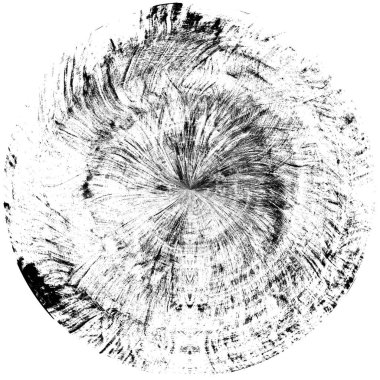 Siyah-Beyaz Grunge Üst üste bindirme elementi. Daire şekli, logo, rozet, etiket, simge. Soyut Tehlike Doku Arkaplanı. Kirli Vintage Monochrome Vektör İllüstrasyon Arkaplanı. Fırça Vuruşları Şablonu