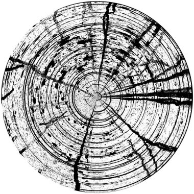 Siyah-Beyaz Grunge Üst üste bindirme elementi. Daire şekli, logo, rozet, etiket, simge. Soyut Tehlike Doku Arkaplanı. Kirli Vintage Monochrome Vektör İllüstrasyon Arkaplanı. Fırça Vuruşları Şablonu