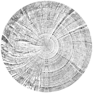 Siyah-Beyaz Grunge Üst üste bindirme elementi. Daire şekli, logo, rozet, etiket, simge. Soyut Tehlike Doku Arkaplanı. Kirli Vintage Monochrome Vektör İllüstrasyon Arkaplanı. Fırça Vuruşları Şablonu