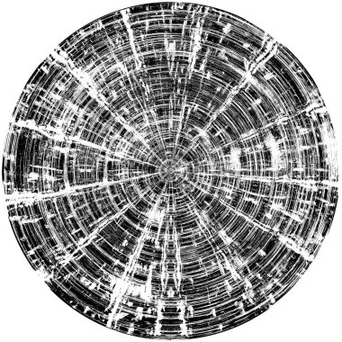 Siyah-Beyaz Grunge Üst üste bindirme elementi. Daire şekli, logo, rozet, etiket, simge. Soyut Tehlike Doku Arkaplanı. Kirli Vintage Monochrome Vektör İllüstrasyon Arkaplanı. Fırça Vuruşları Şablonu