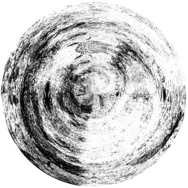 Siyah-Beyaz Grunge Üst üste bindirme elementi. Daire şekli, logo, rozet, etiket, simge. Soyut Tehlike Doku Arkaplanı. Kirli Vintage Monochrome Vektör İllüstrasyon Arkaplanı. Fırça Vuruşları Şablonu