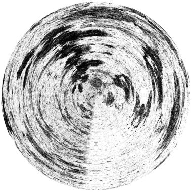 Siyah-Beyaz Grunge Üst üste bindirme elementi. Daire şekli, logo, rozet, etiket, simge. Soyut Tehlike Doku Arkaplanı. Kirli Vintage Monochrome Vektör İllüstrasyon Arkaplanı. Fırça Vuruşları Şablonu