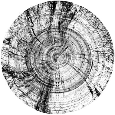 Siyah-Beyaz Grunge Üst üste bindirme elementi. Daire şekli, logo, rozet, etiket, simge. Soyut Tehlike Doku Arkaplanı. Kirli Vintage Monochrome Vektör İllüstrasyon Arkaplanı. Fırça Vuruşları Şablonu