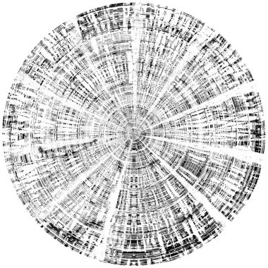 Siyah-Beyaz Grunge Üst üste bindirme elementi. Daire şekli, logo, rozet, etiket, simge. Soyut Tehlike Doku Arkaplanı. Kirli Vintage Monochrome Vektör İllüstrasyon Arkaplanı. Fırça Vuruşları Şablonu