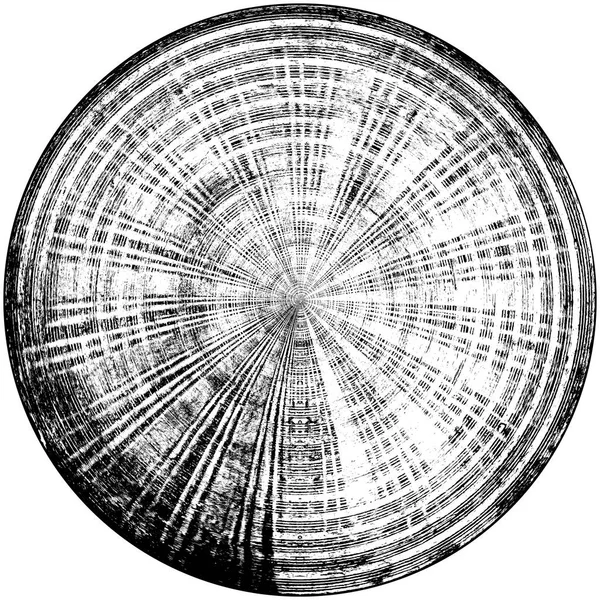 黑白圆曲柄叠置元件 圆形图案 困难的纹理背拉 肮脏的复古单色矢量图解背景 刷子笔划模板 — 图库照片