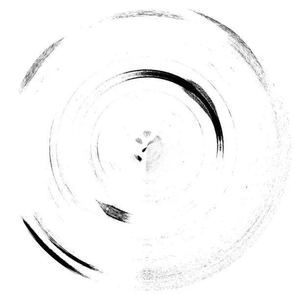 黑白圆曲柄叠置元件 圆形图案 困难的纹理背拉 肮脏的复古单色矢量图解背景 刷子笔划模板 — 图库照片