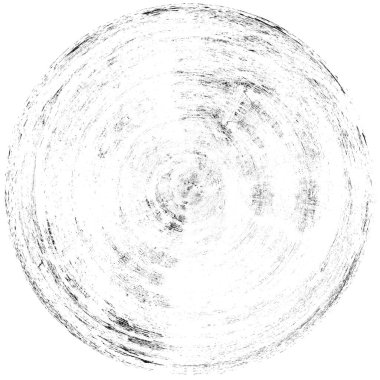 Siyah-Beyaz Grunge Üst üste bindirme elementi. Daire şekli, logo, rozet, etiket, simge. Soyut Tehlike Doku Arkaplanı. Kirli Vintage Monochrome Vektör İllüstrasyon Arkaplanı. Fırça Vuruşları Şablonu