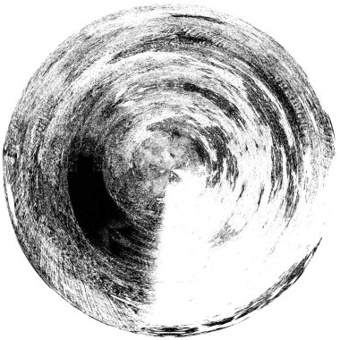 Siyah-Beyaz Grunge Üst üste bindirme elementi. Daire şekli, logo, rozet, etiket, simge. Soyut Tehlike Doku Arkaplanı. Kirli Vintage Monochrome Vektör İllüstrasyon Arkaplanı. Fırça Vuruşları Şablonu