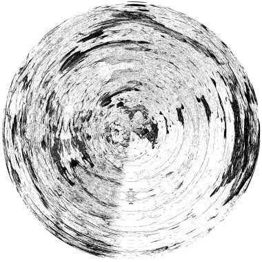 Siyah-Beyaz Grunge Üst üste bindirme elementi. Daire şekli, logo, rozet, etiket, simge. Soyut Tehlike Doku Arkaplanı. Kirli Vintage Monochrome Vektör İllüstrasyon Arkaplanı. Fırça Vuruşları Şablonu