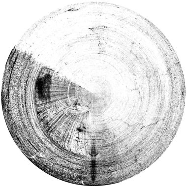 Siyah-Beyaz Grunge Üst üste bindirme elementi. Daire şekli, logo, rozet, etiket, simge. Soyut Tehlike Doku Arkaplanı. Kirli Vintage Monochrome Vektör İllüstrasyon Arkaplanı. Fırça Vuruşları Şablonu