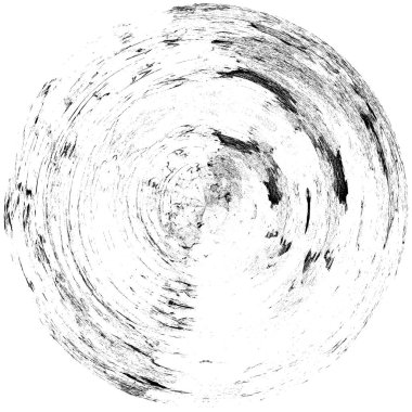 Siyah-Beyaz Grunge Üst üste bindirme elementi. Daire şekli, logo, rozet, etiket, simge. Soyut Tehlike Doku Arkaplanı. Kirli Vintage Monochrome Vektör İllüstrasyon Arkaplanı. Fırça Vuruşları Şablonu