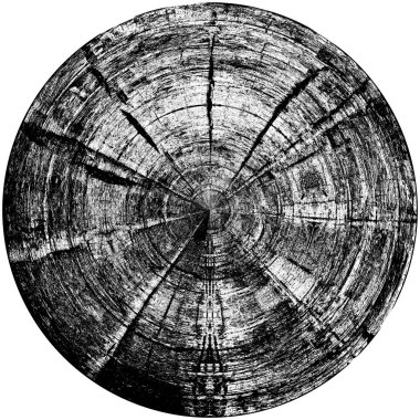Siyah-Beyaz Grunge Üst üste bindirme elementi. Daire şekli, logo, rozet, etiket, simge. Soyut Tehlike Doku Arkaplanı. Kirli Vintage Monochrome Vektör İllüstrasyon Arkaplanı. Fırça Vuruşları Şablonu