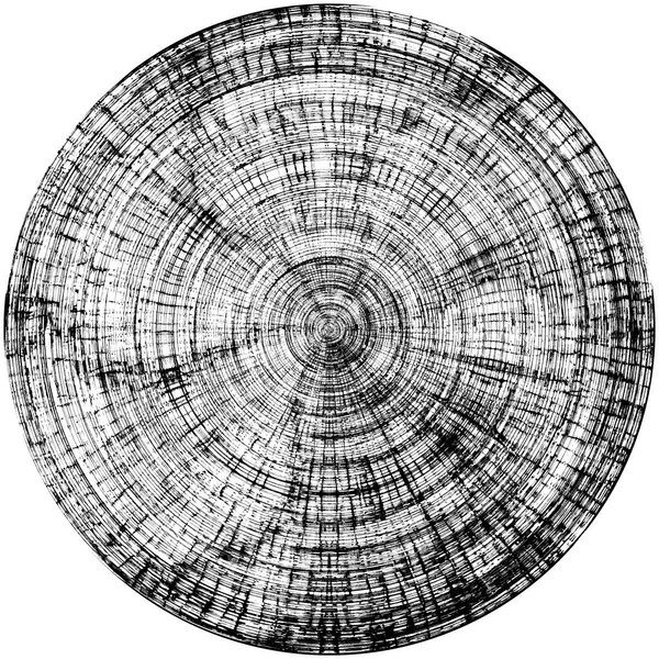 黑白圆曲柄叠置元件 圆形图案 困难的纹理背拉 肮脏的复古单色矢量图解背景 刷子笔划模板 — 图库照片