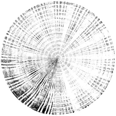 Siyah-Beyaz Grunge Üst üste bindirme elementi. Daire şekli, logo, rozet, etiket, simge. Soyut Tehlike Doku Arkaplanı. Kirli Vintage Monochrome Vektör İllüstrasyon Arkaplanı. Fırça Vuruşları Şablonu
