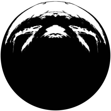 Siyah-Beyaz Grunge Üst üste bindirme elementi. Daire şekli, logo, rozet, etiket, simge. Soyut Tehlike Doku Arkaplanı. Kirli Vintage Monochrome Vektör İllüstrasyon Arkaplanı. Fırça Vuruşları Şablonu