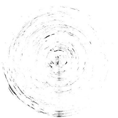 Siyah-Beyaz Grunge Üst üste bindirme elementi. Daire şekli, logo, rozet, etiket, simge. Soyut Tehlike Doku Arkaplanı. Kirli Vintage Monochrome Vektör İllüstrasyon Arkaplanı. Fırça Vuruşları Şablonu