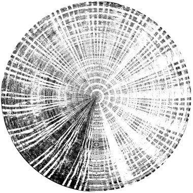 Siyah-Beyaz Grunge Üst üste bindirme elementi. Daire şekli, logo, rozet, etiket, simge. Soyut Tehlike Doku Arkaplanı. Kirli Vintage Monochrome Vektör İllüstrasyon Arkaplanı. Fırça Vuruşları Şablonu