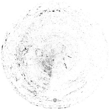 Siyah-Beyaz Grunge Üst üste bindirme elementi. Daire şekli, logo, rozet, etiket, simge. Soyut Tehlike Doku Arkaplanı. Kirli Vintage Monochrome Vektör İllüstrasyon Arkaplanı. Fırça Vuruşları Şablonu