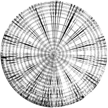Siyah-Beyaz Grunge Üst üste bindirme elementi. Daire şekli, logo, rozet, etiket, simge. Soyut Tehlike Doku Arkaplanı. Kirli Vintage Monochrome Vektör İllüstrasyon Arkaplanı. Fırça Vuruşları Şablonu
