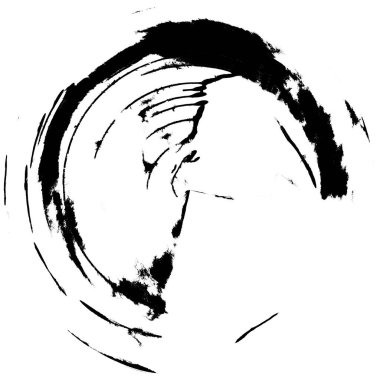 Siyah-Beyaz Grunge Üst üste bindirme elementi. Daire şekli, logo, rozet, etiket, simge. Soyut Tehlike Doku Arkaplanı. Kirli Vintage Monochrome Vektör İllüstrasyon Arkaplanı. Fırça Vuruşları Şablonu