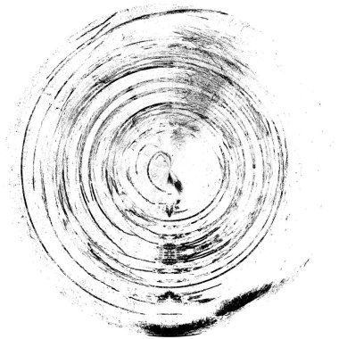 Siyah-Beyaz Grunge Üst üste bindirme elementi. Daire şekli, logo, rozet, etiket, simge. Soyut Tehlike Doku Arkaplanı. Kirli Vintage Monochrome Vektör İllüstrasyon Arkaplanı. Fırça Vuruşları Şablonu