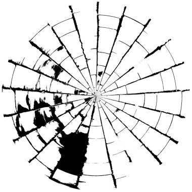 Siyah-Beyaz Grunge Üst üste bindirme elementi. Daire şekli, logo, rozet, etiket, simge. Soyut Tehlike Doku Arkaplanı. Kirli Vintage Monochrome Vektör İllüstrasyon Arkaplanı. Fırça Vuruşları Şablonu