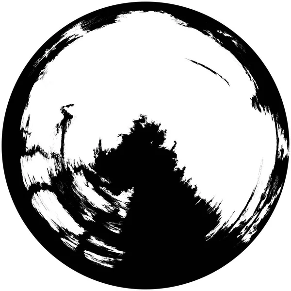 Black White Grunge Overlay Element Engelsk Sirkelmønster Logikk Skilt Etikett – stockfoto