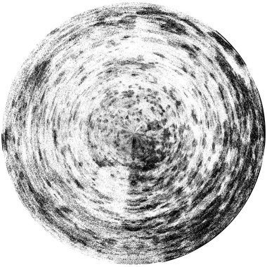 Siyah-Beyaz Grunge Üst üste bindirme elementi. Daire şekli, logo, rozet, etiket, simge. Soyut Tehlike Doku Arkaplanı. Kirli Vintage Monochrome Vektör İllüstrasyon Arkaplanı. Fırça Vuruşları Şablonu