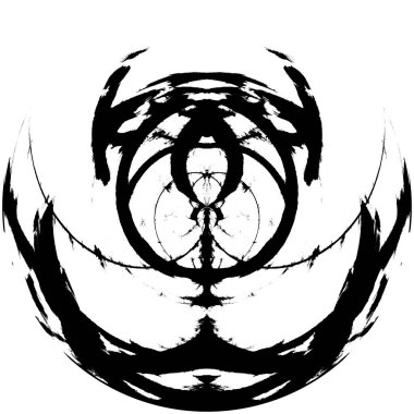 Siyah-Beyaz Grunge Üst üste bindirme elementi. Daire şekli, logo, rozet, etiket, simge. Soyut Tehlike Doku Arkaplanı. Kirli Vintage Monochrome Vektör İllüstrasyon Arkaplanı. Fırça Vuruşları Şablonu