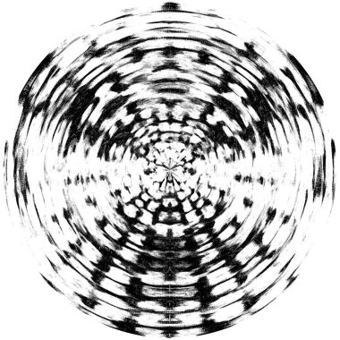 Siyah-Beyaz Grunge Üst üste bindirme elementi. Daire şekli, logo, rozet, etiket, simge. Soyut Tehlike Doku Arkaplanı. Kirli Vintage Monochrome Vektör İllüstrasyon Arkaplanı. Fırça Vuruşları Şablonu