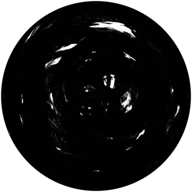 Siyah-Beyaz Grunge Üst üste bindirme elementi. Daire şekli, logo, rozet, etiket, simge. Soyut Tehlike Doku Arkaplanı. Kirli Vintage Monochrome Vektör İllüstrasyon Arkaplanı. Fırça Vuruşları Şablonu
