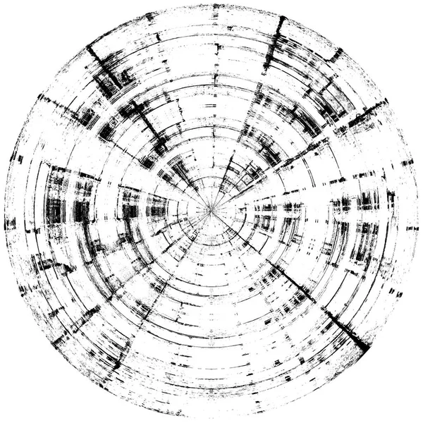 黑白圆曲柄叠置元件 圆形图案 困难的纹理背拉 肮脏的复古单色矢量图解背景 刷子笔划模板 — 图库照片