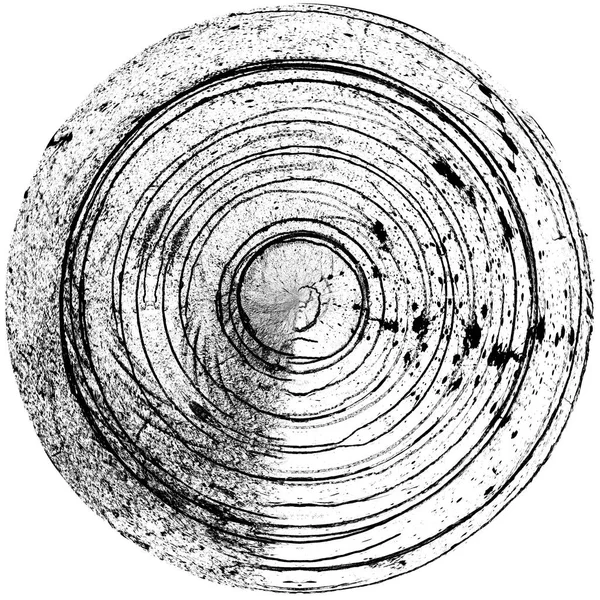 ブラックホワイトの丸みを帯びたグラウンジオーバーレイ要素 サークルパターン バッジ ラベル アイコン 要約ストレステクスチャの背景 ダーティヴィンテージモノクロームベクトルイラスト背景 ブラシストロークテンプレート — ストック写真