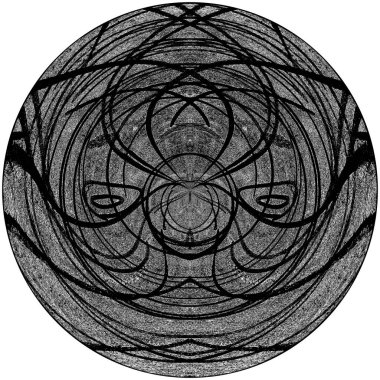 Siyah-Beyaz Grunge Üst üste bindirme elementi. Daire şekli, logo, rozet, etiket, simge. Soyut Tehlike Doku Arkaplanı. Kirli Vintage Monochrome Vektör İllüstrasyon Arkaplanı. Fırça Vuruşları Şablonu