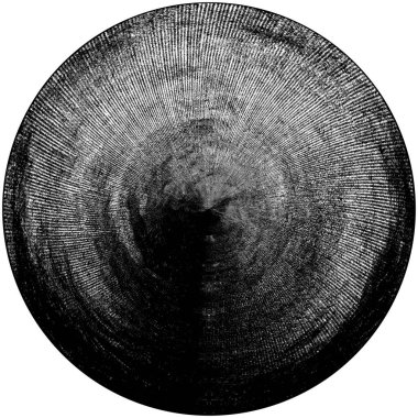 Siyah-Beyaz Grunge Üst üste bindirme elementi. Daire şekli, logo, rozet, etiket, simge. Soyut Tehlike Doku Arkaplanı. Kirli Vintage Monochrome Vektör İllüstrasyon Arkaplanı. Fırça Vuruşları Şablonu