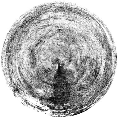 Siyah-Beyaz Grunge Üst üste bindirme elementi. Daire şekli, logo, rozet, etiket, simge. Soyut Tehlike Doku Arkaplanı. Kirli Vintage Monochrome Vektör İllüstrasyon Arkaplanı. Fırça Vuruşları Şablonu