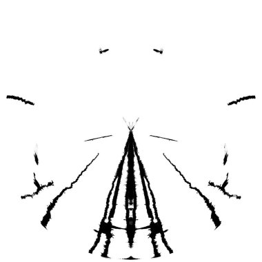 Siyah-Beyaz Grunge Üst üste bindirme elementi. Daire şekli, logo, rozet, etiket, simge. Soyut Tehlike Doku Arkaplanı. Kirli Vintage Monochrome Vektör İllüstrasyon Arkaplanı. Fırça Vuruşları Şablonu