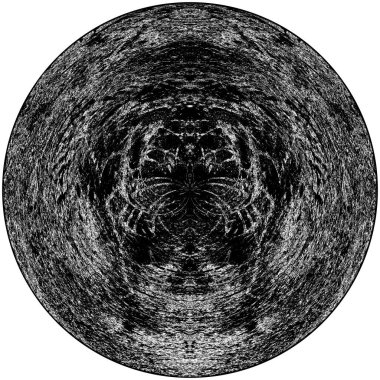 Siyah-Beyaz Grunge Üst üste bindirme elementi. Daire şekli, logo, rozet, etiket, simge. Soyut Tehlike Doku Arkaplanı. Kirli Vintage Monochrome Vektör İllüstrasyon Arkaplanı. Fırça Vuruşları Şablonu