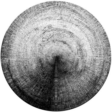 Siyah-Beyaz Grunge Üst üste bindirme elementi. Daire şekli, logo, rozet, etiket, simge. Soyut Tehlike Doku Arkaplanı. Kirli Vintage Monochrome Vektör İllüstrasyon Arkaplanı. Fırça Vuruşları Şablonu