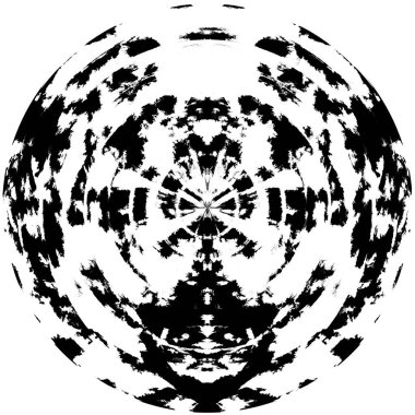 Siyah-Beyaz Grunge Üst üste bindirme elementi. Daire şekli, logo, rozet, etiket, simge. Soyut Tehlike Doku Arkaplanı. Kirli Vintage Monochrome Vektör İllüstrasyon Arkaplanı. Fırça Vuruşları Şablonu