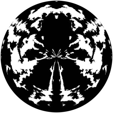 Siyah-Beyaz Grunge Üst üste bindirme elementi. Daire şekli, logo, rozet, etiket, simge. Soyut Tehlike Doku Arkaplanı. Kirli Vintage Monochrome Vektör İllüstrasyon Arkaplanı. Fırça Vuruşları Şablonu