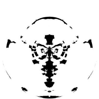 Siyah-Beyaz Grunge Üst üste bindirme elementi. Daire şekli, logo, rozet, etiket, simge. Soyut Tehlike Doku Arkaplanı. Kirli Vintage Monochrome Vektör İllüstrasyon Arkaplanı. Fırça Vuruşları Şablonu