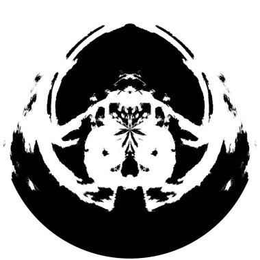 Siyah-Beyaz Grunge Üst üste bindirme elementi. Daire şekli, logo, rozet, etiket, simge. Soyut Tehlike Doku Arkaplanı. Kirli Vintage Monochrome Vektör İllüstrasyon Arkaplanı. Fırça Vuruşları Şablonu