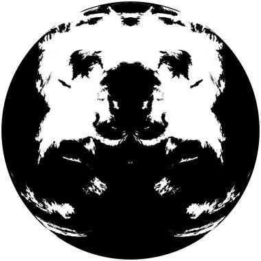 Siyah-Beyaz Grunge Üst üste bindirme elementi. Daire şekli, logo, rozet, etiket, simge. Soyut Tehlike Doku Arkaplanı. Kirli Vintage Monochrome Vektör İllüstrasyon Arkaplanı. Fırça Vuruşları Şablonu