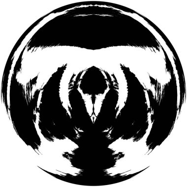 Siyah-Beyaz Grunge Üst üste bindirme elementi. Daire şekli, logo, rozet, etiket, simge. Soyut Tehlike Doku Arkaplanı. Kirli Vintage Monochrome Vektör İllüstrasyon Arkaplanı. Fırça Vuruşları Şablonu