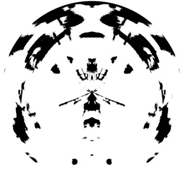 Siyah-Beyaz Grunge Üst üste bindirme elementi. Daire şekli, logo, rozet, etiket, simge. Soyut Tehlike Doku Arkaplanı. Kirli Vintage Monochrome Vektör İllüstrasyon Arkaplanı. Fırça Vuruşları Şablonu